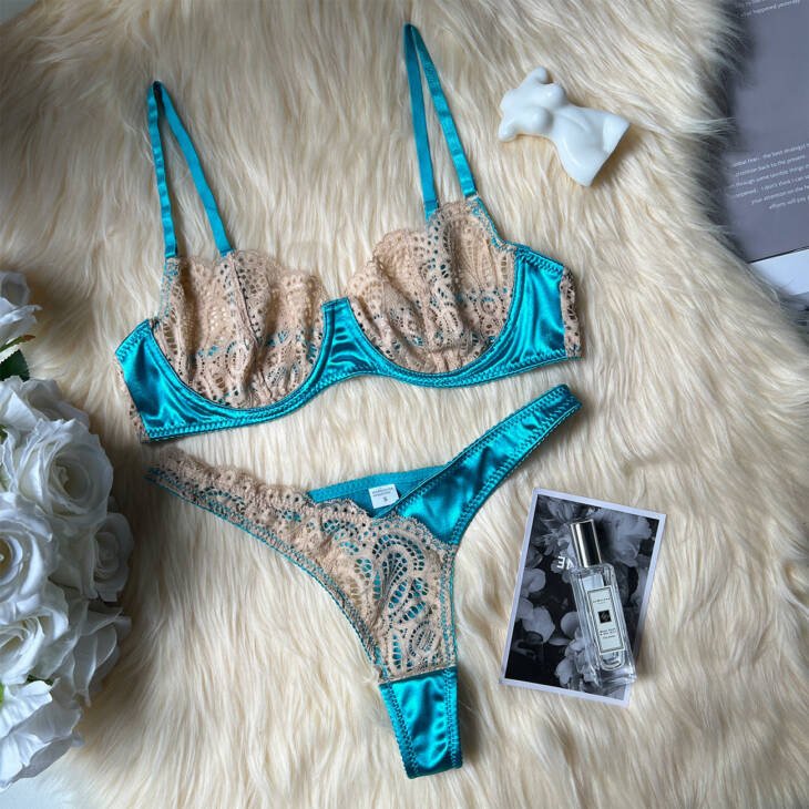 New color matching lace mesh sex set perspective sexy two-piece set women